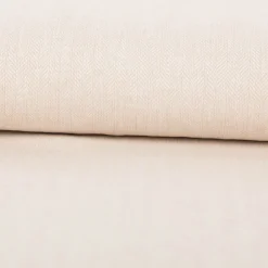 Leinen-Baumwollstoff Chambray Fischgrät meliert helles Beige 1,38m Breite