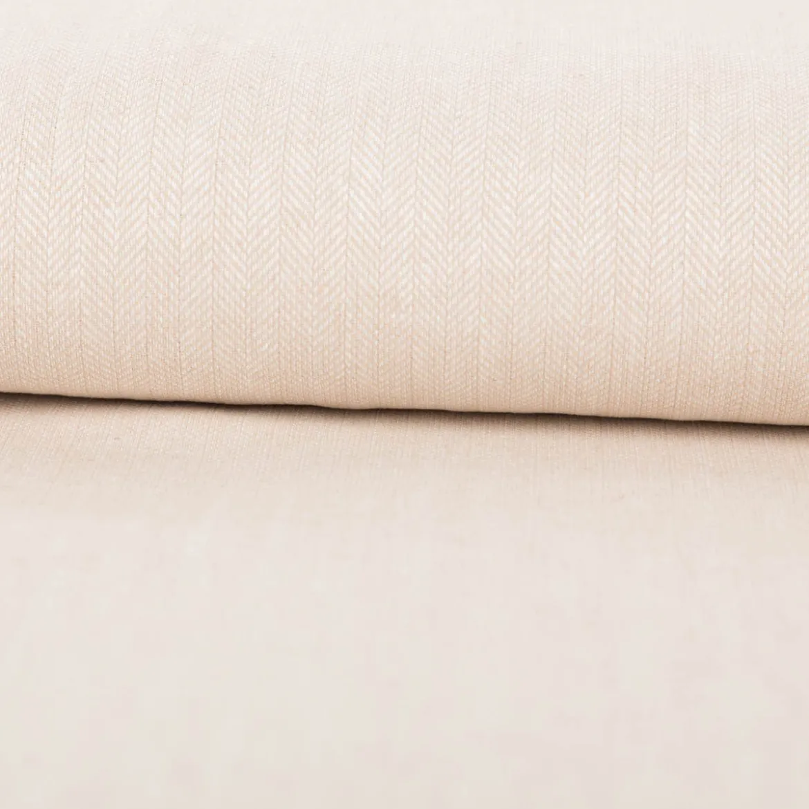 Leinen-Baumwollstoff Chambray Fischgrät meliert helles Beige 1,38m Breite