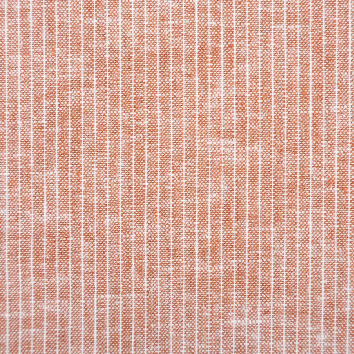 Leinen-Baumwollstoff Chambray Nadelstreifen meliert ziegelrot 1,38m Breite
