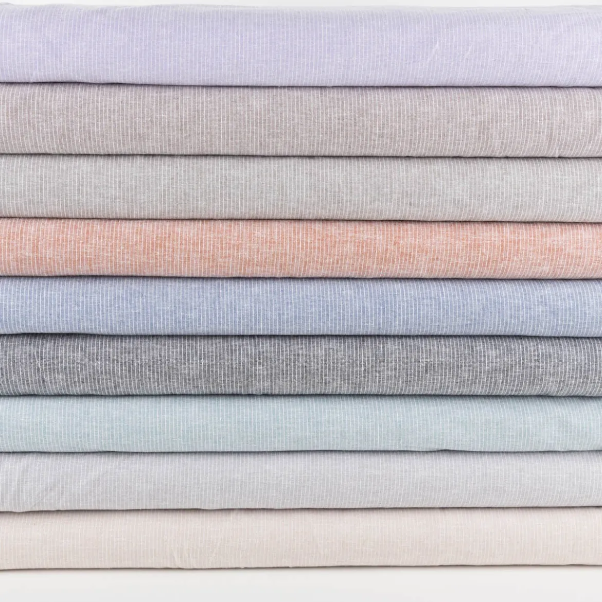 Leinen-Baumwollstoff Chambray Nadelstreifen meliert ziegelrot 1,38m Breite