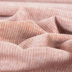 Leinen-Baumwollstoff Chambray Nadelstreifen meliert ziegelrot 1,38m Breite