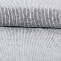 Leinen-Baumwollstoff Chambray Nadelstreifen meliert schwarz 1,38m Breite