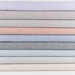 Leinen-Baumwollstoff Chambray Nadelstreifen meliert mint 1,38m Breite