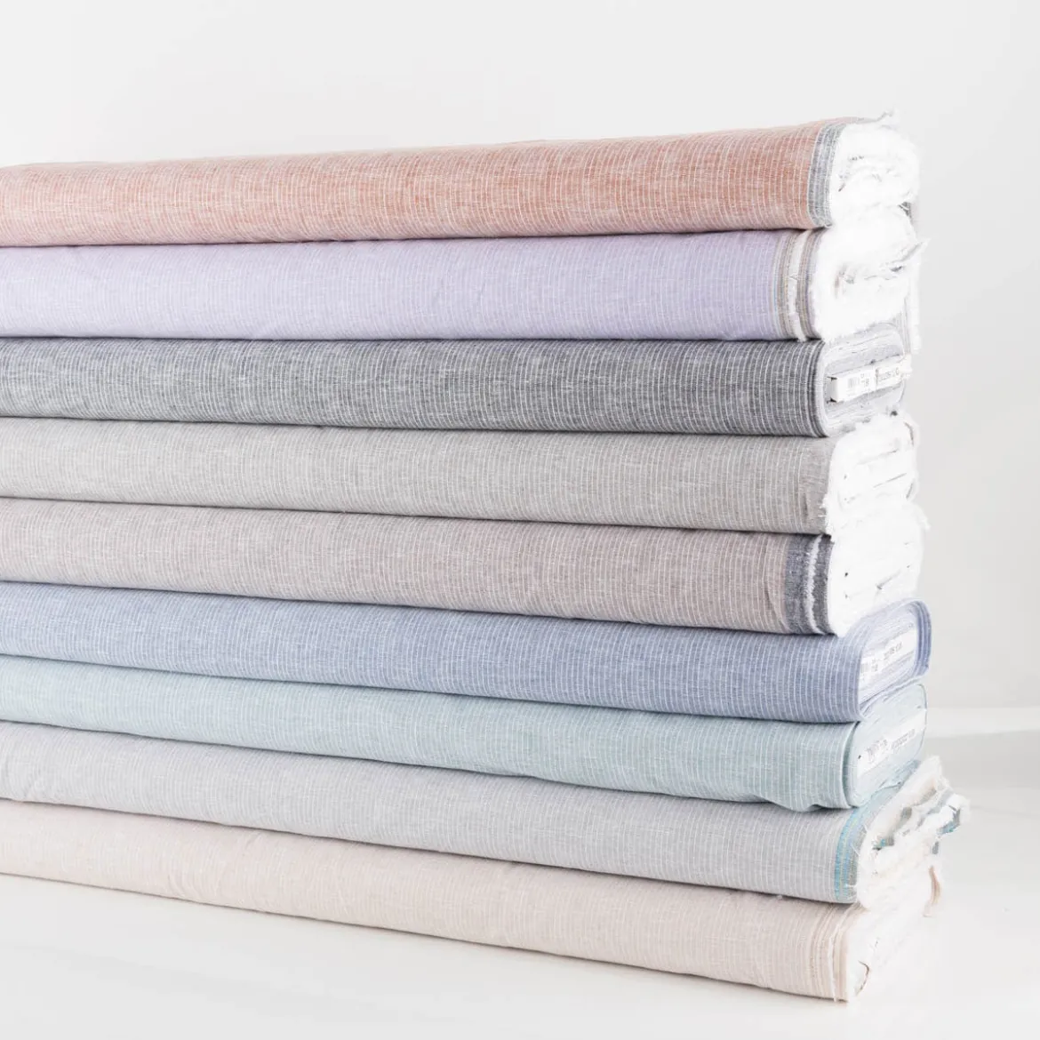 Leinen-Baumwollstoff Chambray Nadelstreifen meliert mint 1,38m Breite