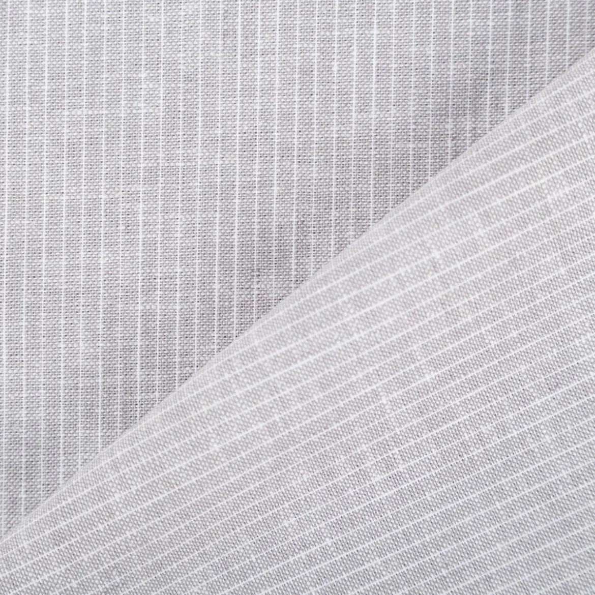 Leinen-Baumwollstoff Chambray Nadelstreifen meliert hellgrau 1,38m Breite