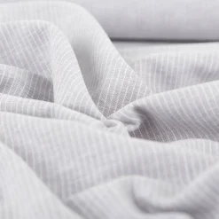 Leinen-Baumwollstoff Chambray Nadelstreifen meliert hellgrau 1,38m Breite