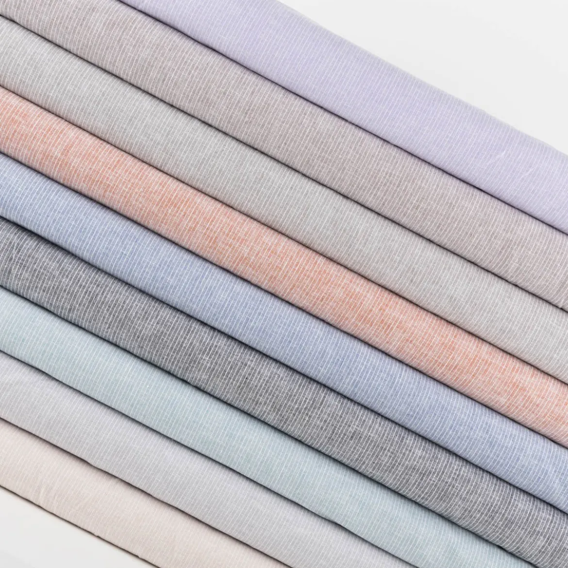 Leinen-Baumwollstoff Chambray Nadelstreifen meliert hellgrau 1,38m Breite