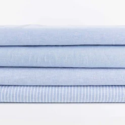 Leinen-Baumwollstoff Chambray Nadelstreifen meliert hellblau 1,38m Breite