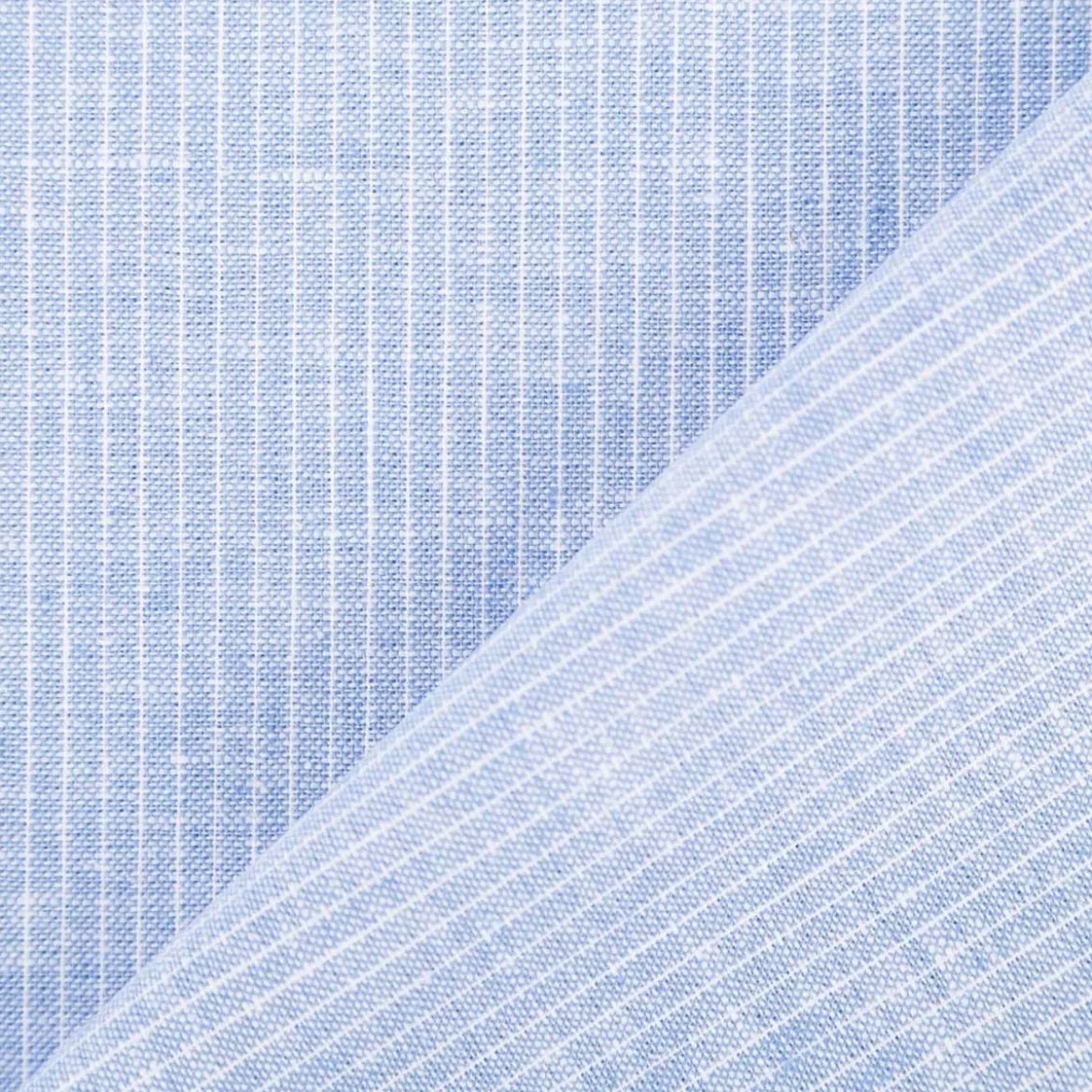 Leinen-Baumwollstoff Chambray Nadelstreifen meliert hellblau 1,38m Breite