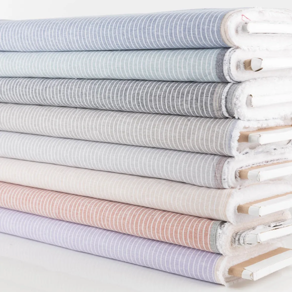 Leinen-Baumwollstoff Chambray Streifen meliert flieder 1,38m Breite