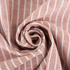 Leinen-Baumwollstoff Chambray Streifen meliert ziegelrot 1,38m Breite