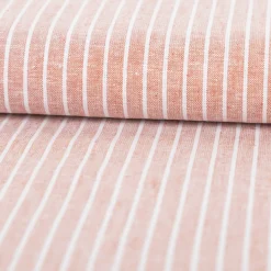 Leinen-Baumwollstoff Chambray Streifen meliert ziegelrot 1,38m Breite