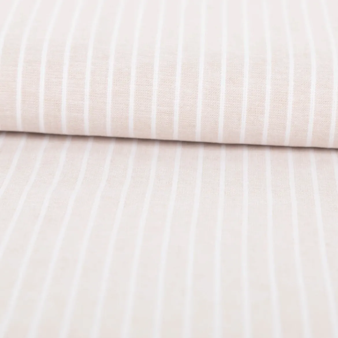 Leinen-Baumwollstoff Chambray Streifen meliert helles Beige 1,38m Breite