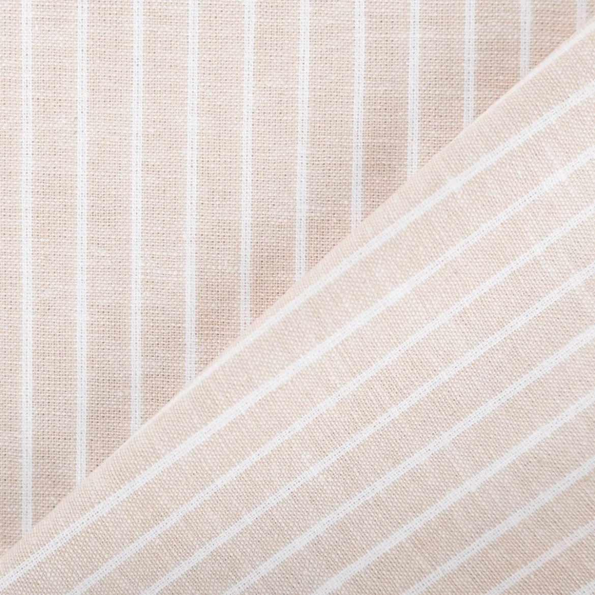 Leinen-Baumwollstoff Chambray Streifen meliert helles Beige 1,38m Breite