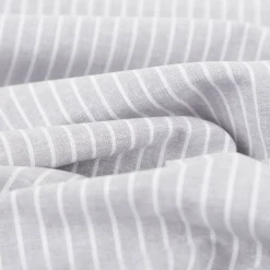 Leinen-Baumwollstoff Chambray Streifen meliert hellgrau 1,38m Breite