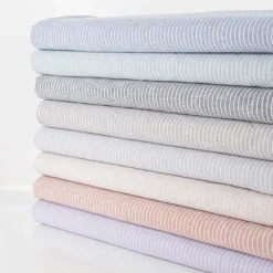 Leinen-Baumwollstoff Chambray Streifen meliert hellgrau 1,38m Breite