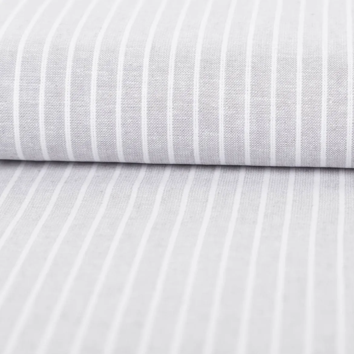Leinen-Baumwollstoff Chambray Streifen meliert hellgrau 1,38m Breite