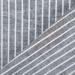 Leinen-Baumwollstoff Chambray Streifen meliert schwarz 1,38m Breite