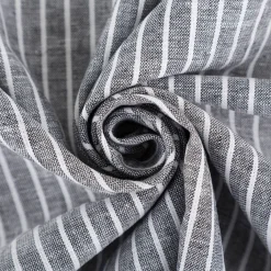 Leinen-Baumwollstoff Chambray Streifen meliert schwarz 1,38m Breite