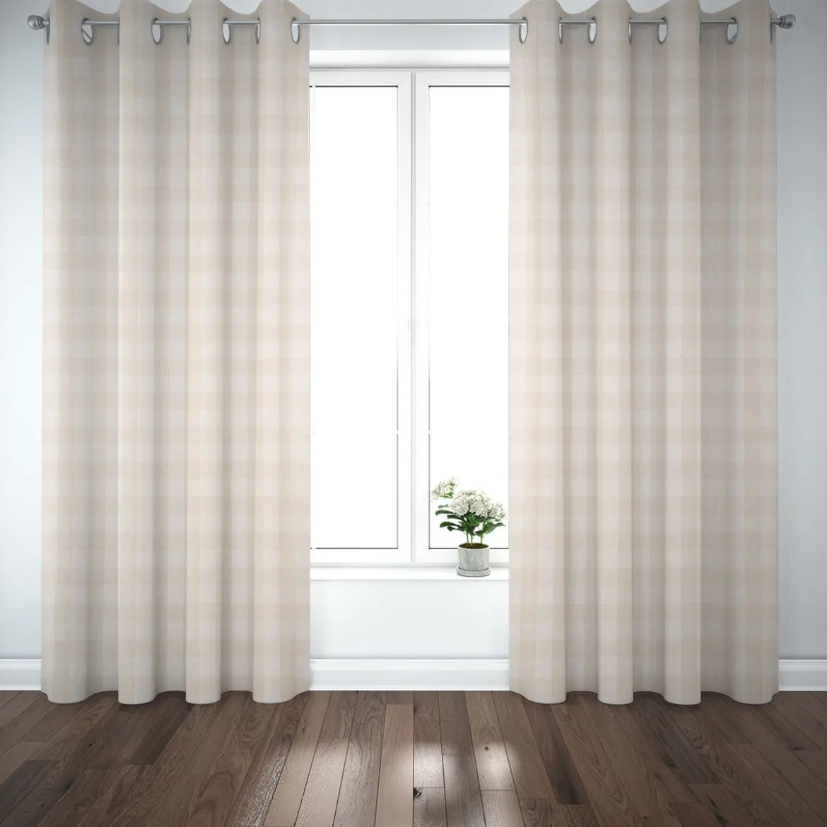 Leinenstoff Dekostoff Webstoff Keswick Natural Würfelkaro 3x3cm natur 140cm Breite