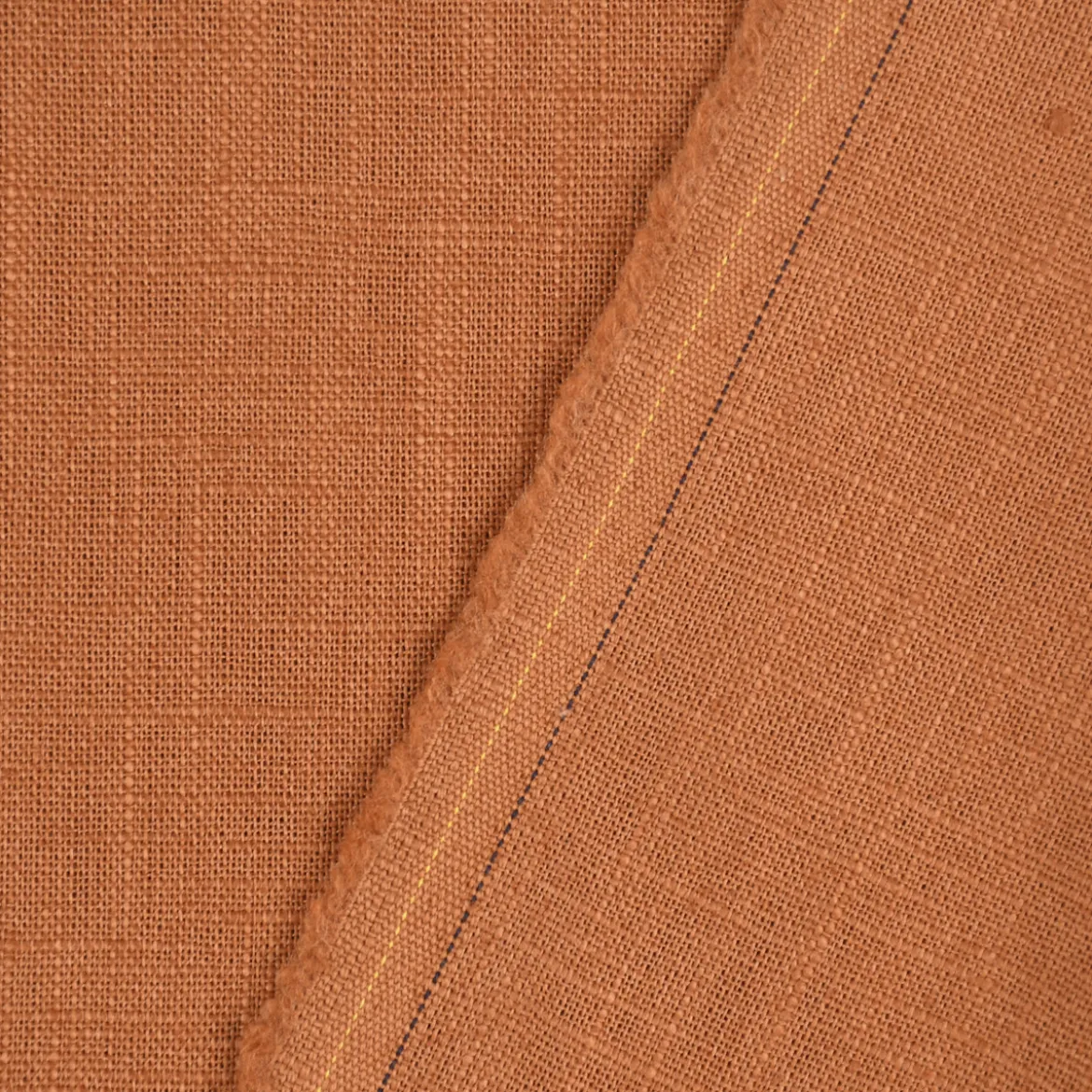 Leinenstoff mit Baumwolle vorgewaschen einfarbig cognac braun 1,40m Breite