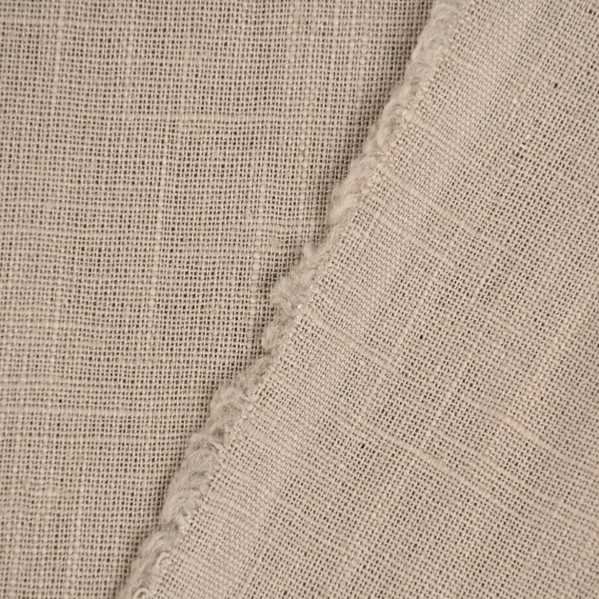 Leinenstoff mit Baumwolle vorgewaschen einfarbig sand 1,40m Breite