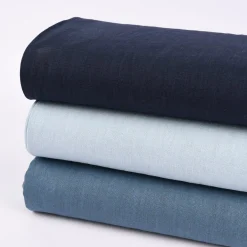 Leinenstoff mit Baumwolle vorgewaschen einfarbig jeans blau 1,40m Breite