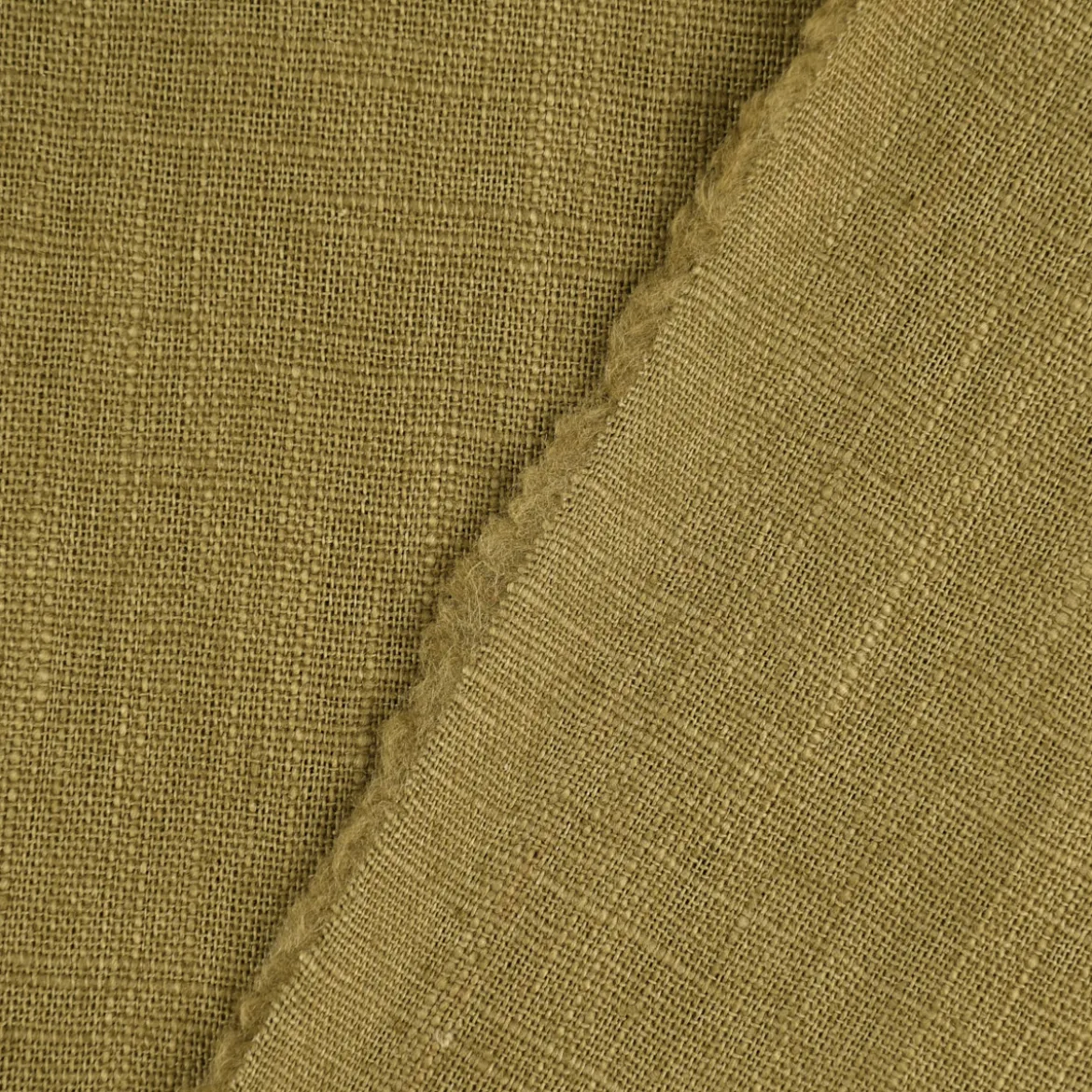 Leinenstoff mit Baumwolle vorgewaschen einfarbig oliv grün 1,40m Breite