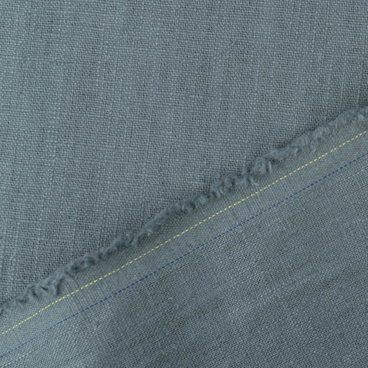 Leinenstoff mit Baumwolle vorgewaschen einfarbig rauch blau 1,40m Breite