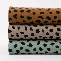 Leinenstoff mit Viskoseanteil Dots abstrakte Punkte taupe 1,35m Breite