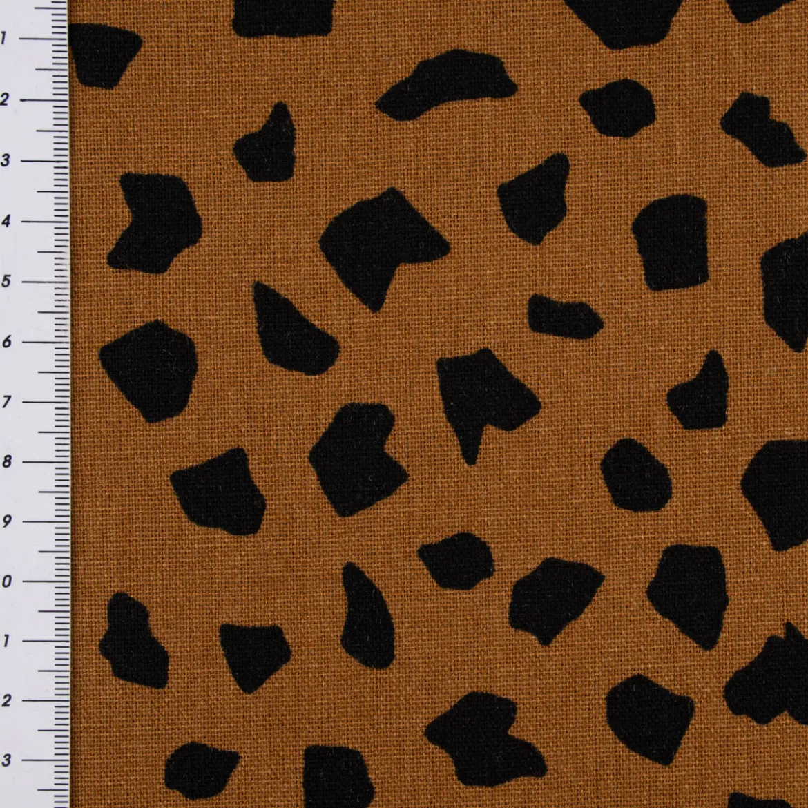 Leinenstoff mit Viskoseanteil Dots abstrakte Punkte braun 1,35m Breite