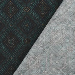 LeQuilt Patchworkstoff Baumwollstoff Popeline Kijani Ethno Rauten petrol 115cm Breite