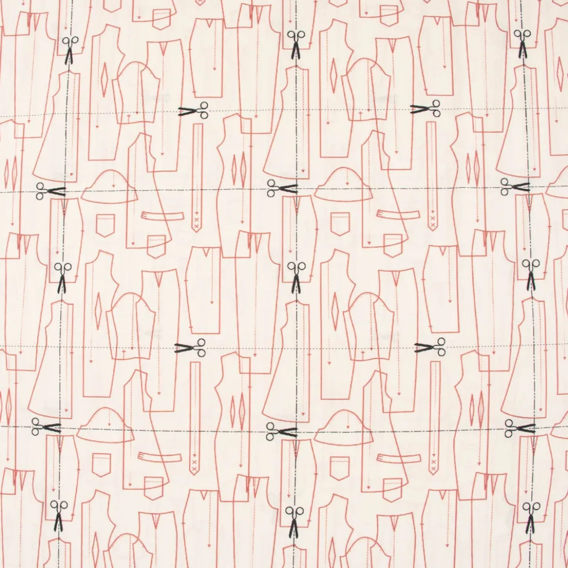 LeQuilt Patchworkstoff Baumwollstoff Popeline Tailleur Schnittmusterteile Scheren creme 115cm Breite