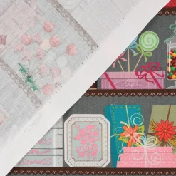 LeQuilt Patchworkstoff Baumwollstoff Popeline Süßigkeiten Leckereien im Regal 115cm Breite
