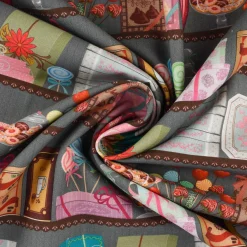 LeQuilt Patchworkstoff Baumwollstoff Popeline Süßigkeiten Leckereien im Regal 115cm Breite