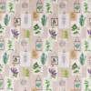 LeQuilt Patchworkstoff Baumwollstoff Popeline Kräuter Pflanzen Bilderwand beige grün lila 115cm Breite