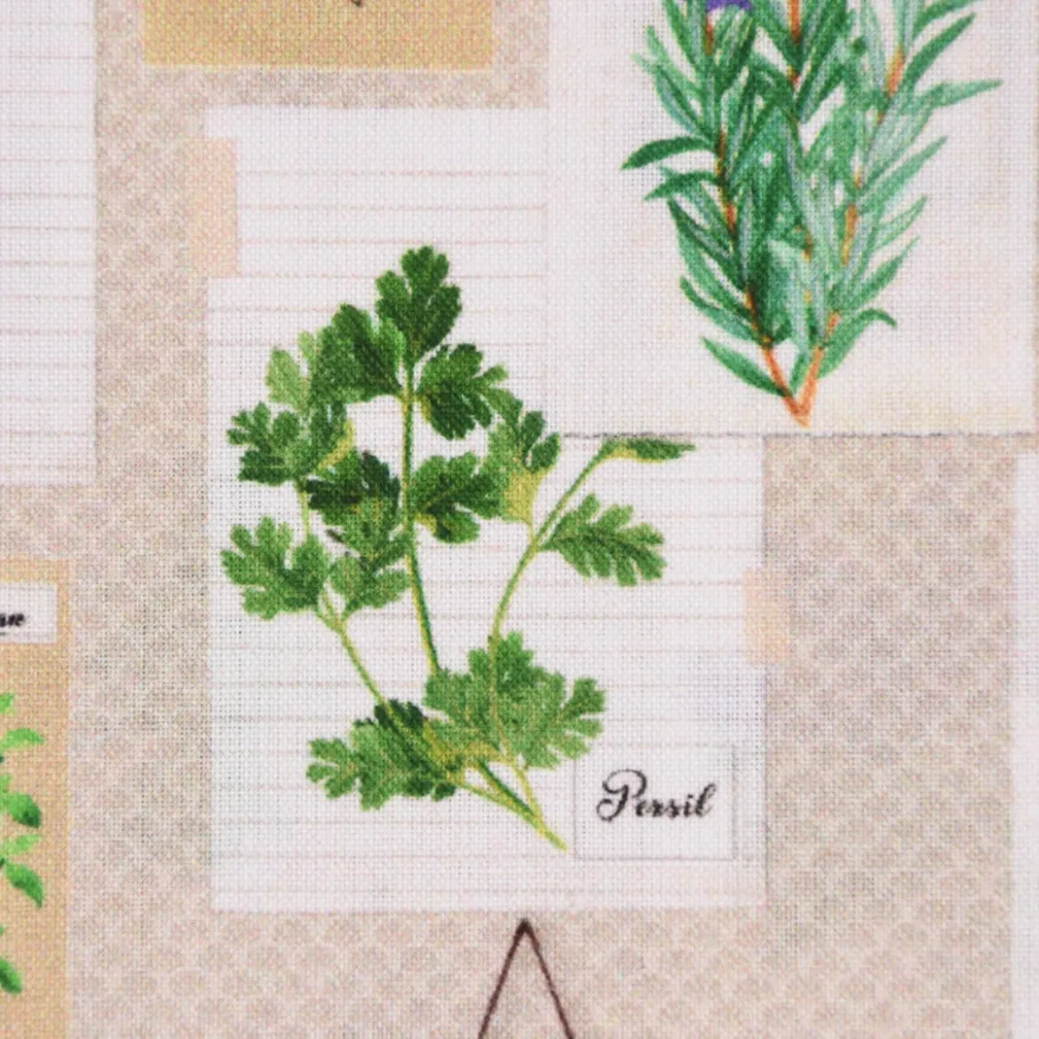 LeQuilt Patchworkstoff Baumwollstoff Popeline Kräuter Pflanzen Bilderwand beige grün lila 115cm Breite