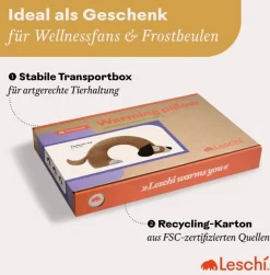Leschi ® Wärmekissen Hund Bobby goldbraun 100% Bioweizenfüllung