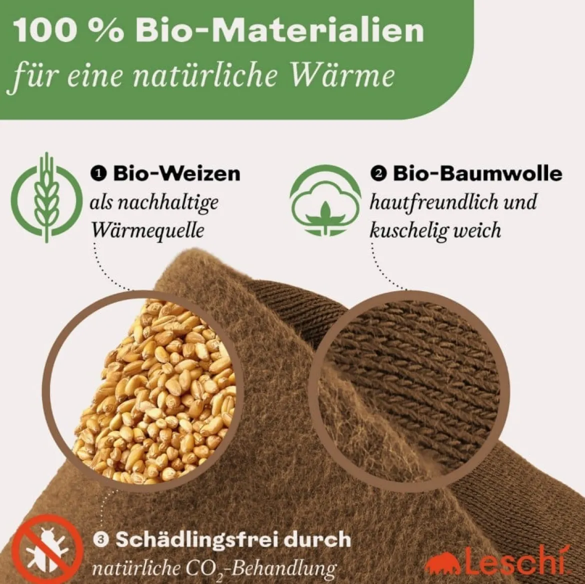 Leschi ® Wärmekissen Hund Bobby goldbraun 100% Bioweizenfüllung