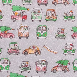 Lillestoff Bio Baumwollstoff Weihnachtsmööpmööp Autos Weihnachtsbaum grau bunt 1,5m Breite