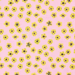 Lillestoff Bio Jersey Butterblumy Blumen Tupfen rosa gelb 1,5m Breite