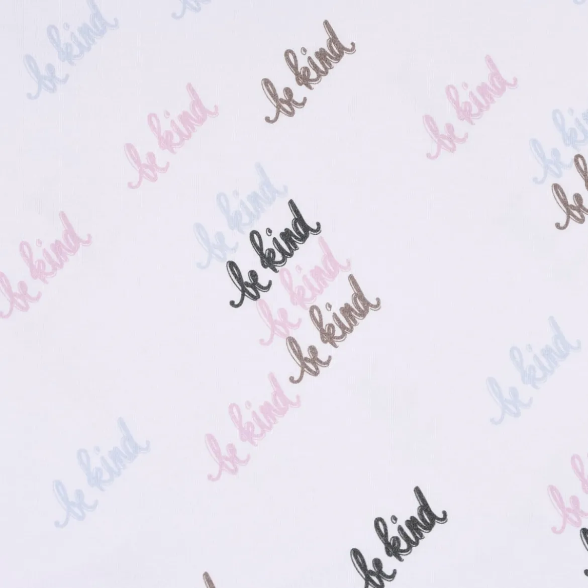 Lillestoff Bio Jersey Freundliche Welt be kind beige blau rosa 1,5m Breite