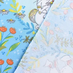 Lillestoff Bio-Jersey organic Jersey Buntes Glück Hase Blumen blau 1,5m Breite