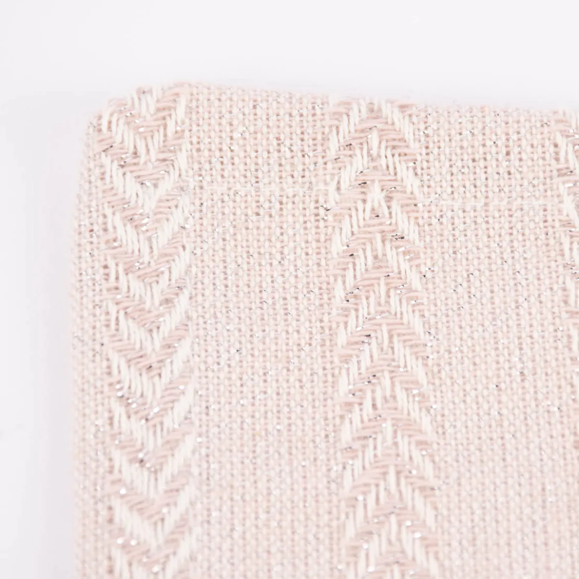 Linen & More 2er Set Stoffservietten Fischgrätmuster Metallic rosa 40x40cm