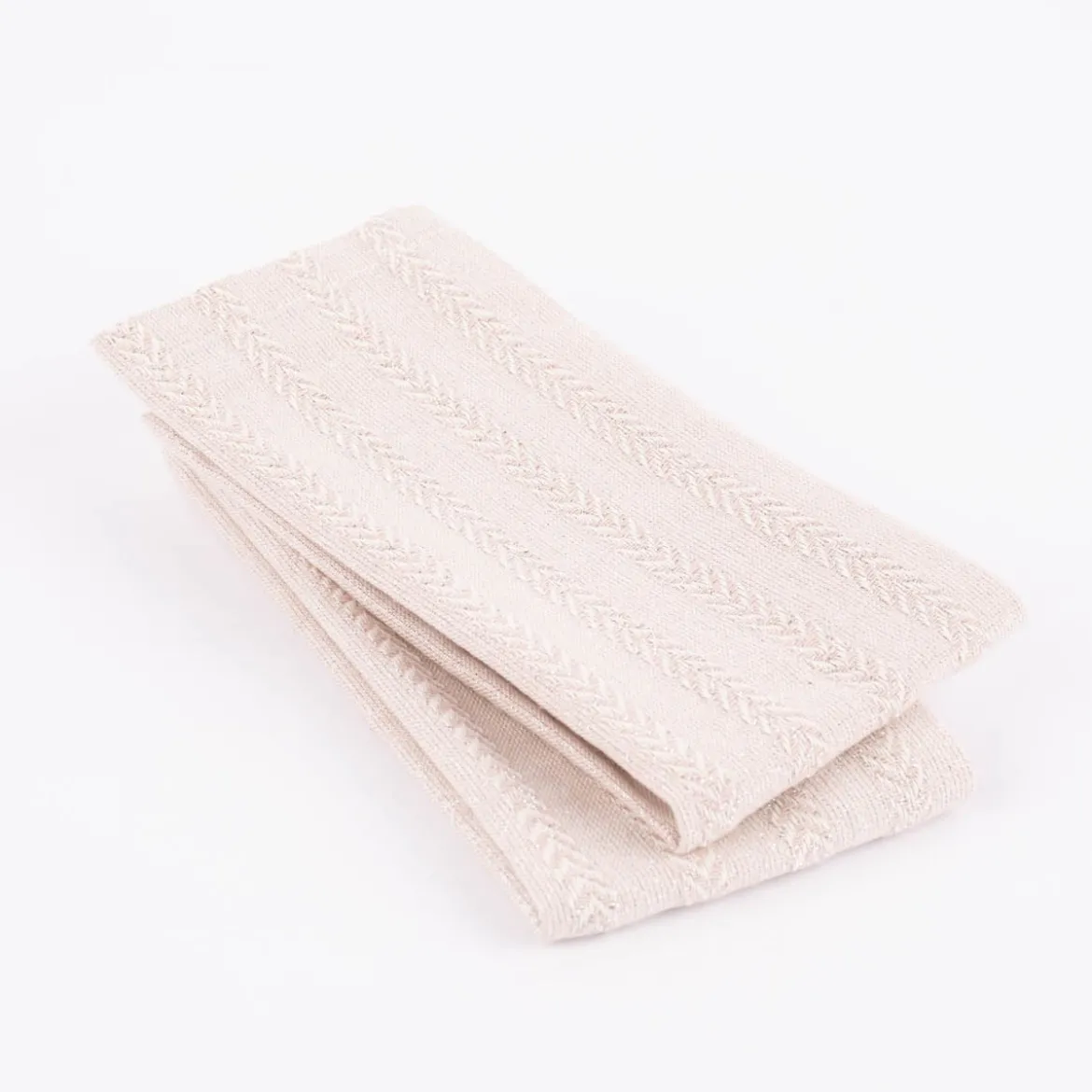 Linen & More 2er Set Stoffservietten Fischgrätmuster Metallic rosa 40x40cm