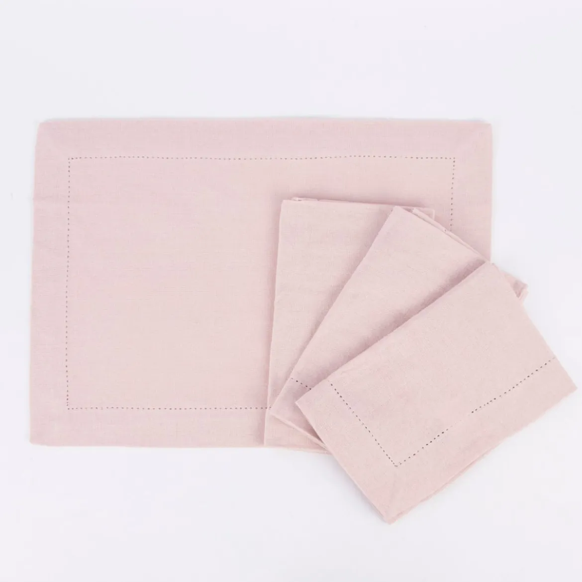 Linen & More Platzset 4er Set Indi einfarbig hellrosa 50x35cm