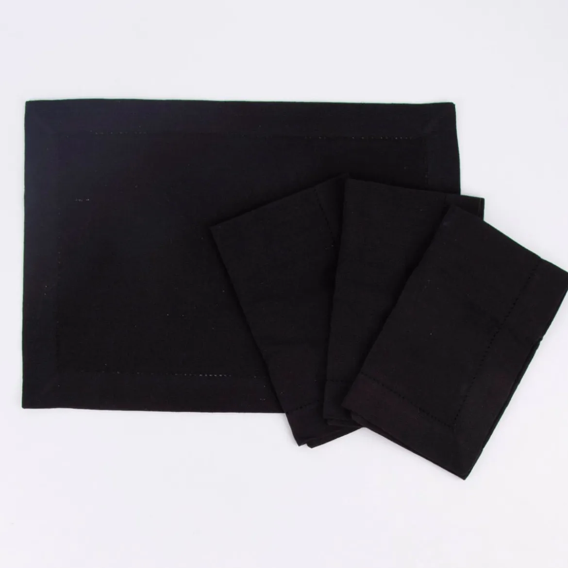 Linen & More Platzset 4er Set Indi einfarbig schwarz 50x35cm