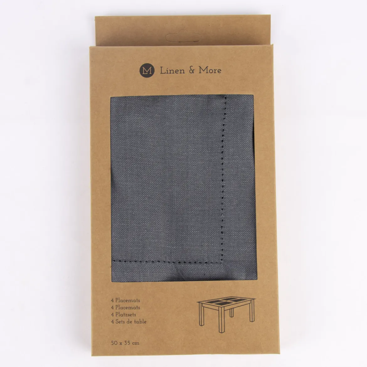 Linen & More Platzset 4er Set Indi einfarbig grau 50x35cm