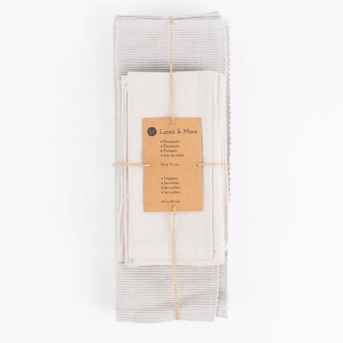 Linen & More Platzsets und Servietten Jazz 8er Set einfarbig hellgrau