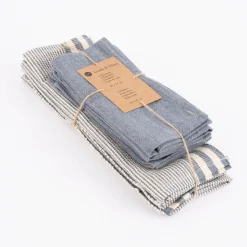 Linen & More Platzsets und Servietten Suzy Streifen 8er Set indigo blau creme